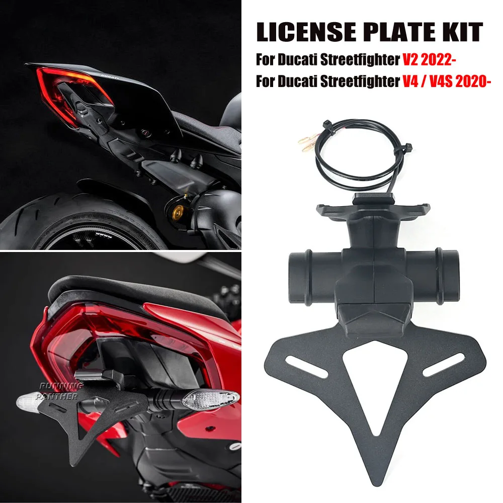 

Motorcycle Rear Short Tail Stock License Plate Holder Tailstock Frame Bracket For Ducati Streetfighter V2 2022- & V4 S V4S 2020-