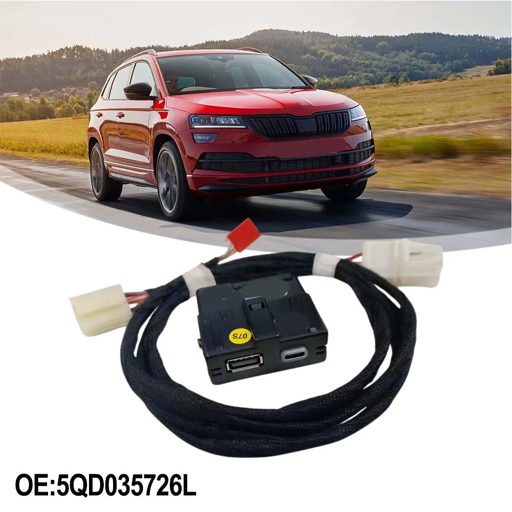 

Автомобильный USB-адаптер для зарядки, USB-разъем для Skoda, черный, из ABS-пластика, с кабелем для передачи данных, не деформируемый дизайн