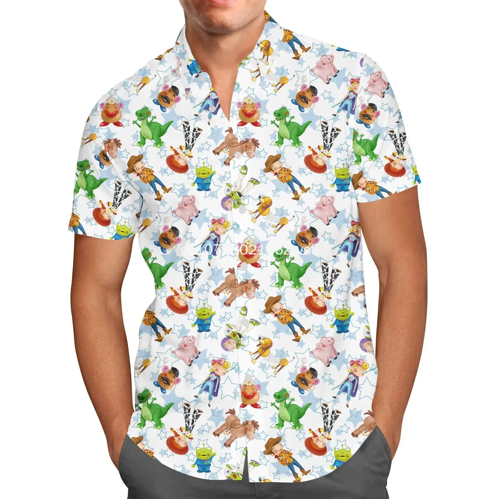 2024 New Buzz Lightyear Hawaiian Shirt Men's Short Sleeve Shirt Toy Story Movie Hawaiian Shirt Disney Beach Shirt