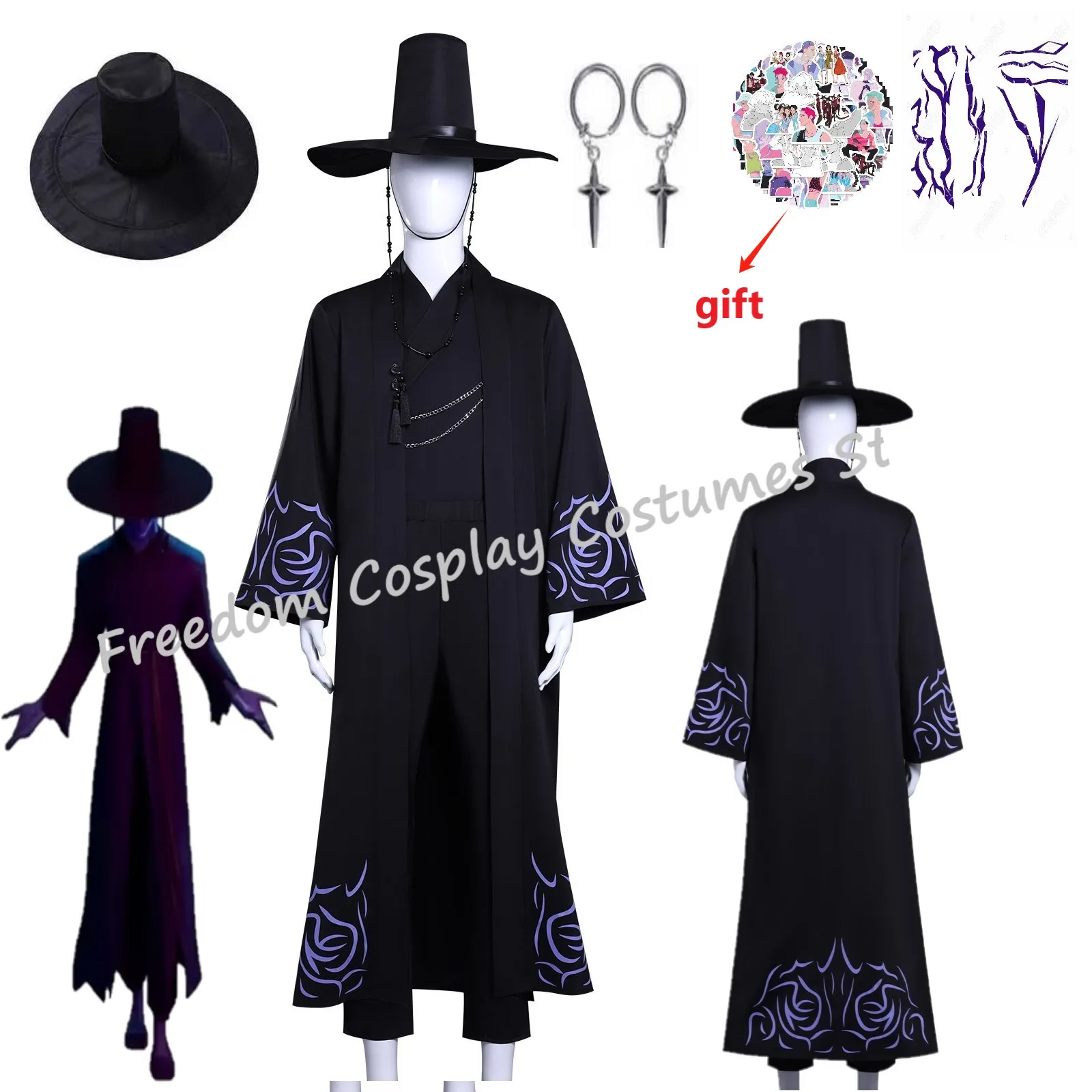 

IN STOCK Saja Boys Jinu Cosplay Costume tattoo stickers Korea Style Man Boy band Suit Hat Halloween Carnival Party suit