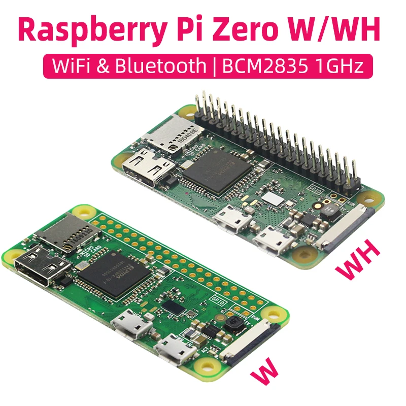 

Raspberry Pi Zero WH WiFi Bluetooth BLE BCM2835 512MB RAM Pre Weld GPIO Header RPI Zero W Development Board