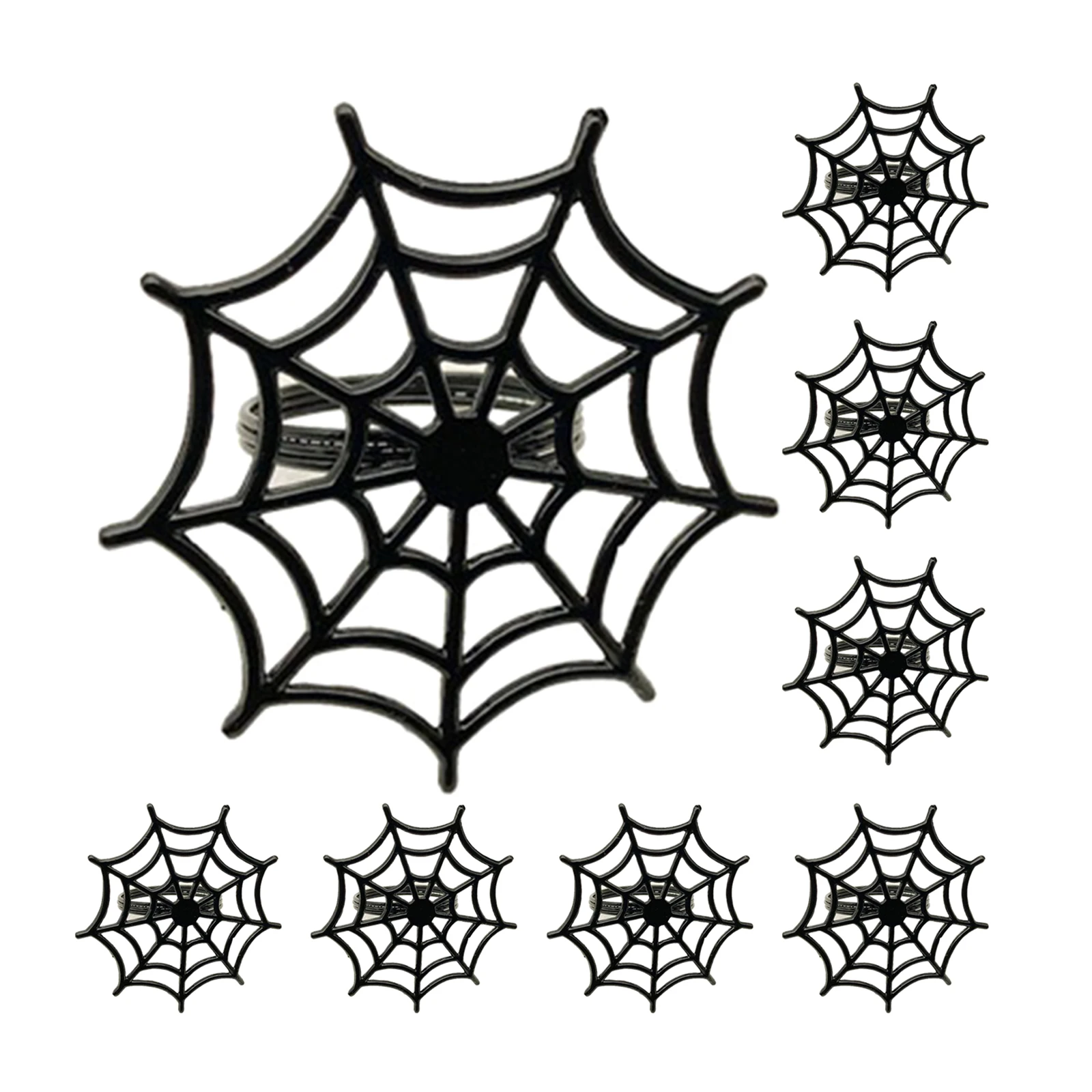 

8Pcs Spider Web Napkin Rings Black Metal Halloween Napkin Holder for Party Dinner Wedding Banquet Table Decoration Fall