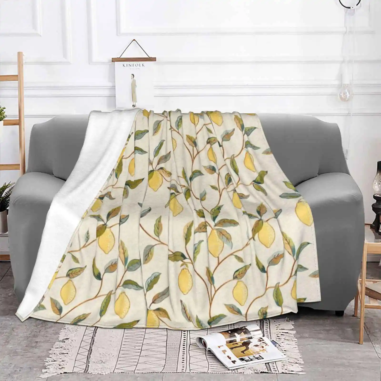 William Morris Lemon Fruit Tree Pattern Latest Super Soft Warm Light Thin Blanket William Morris Vintage Cottagecore Antique