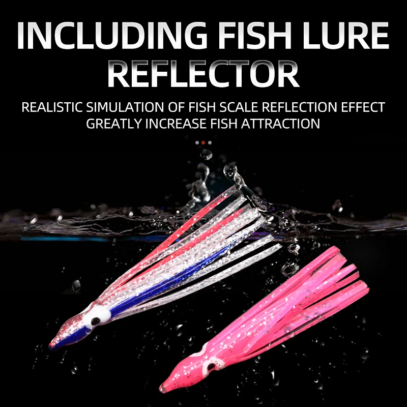 100PCS 5-12cm 20 Mixed Color Glowing Squid Fishing Lure Soft Rubber Octopus Squid Skirt Bait Sea Bass Tuna  Carp Fishing