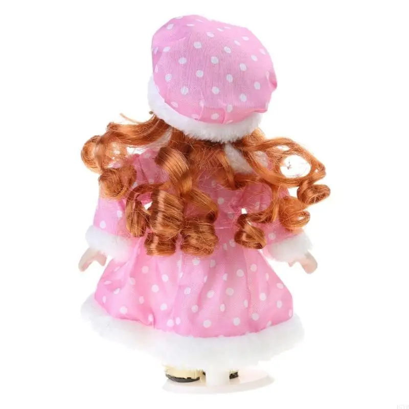 

D7YD 20cm Porcelain Toy Doll Blond Hair Girl Figurine Table Shelf Decorations