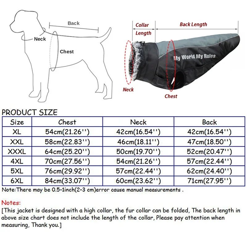 Waterproof Large Dog Clothes Winter Dog Coat With Harness Furry Collar Warm Pet Clothing Big Dog Jacket Labrador Bulldog Costume