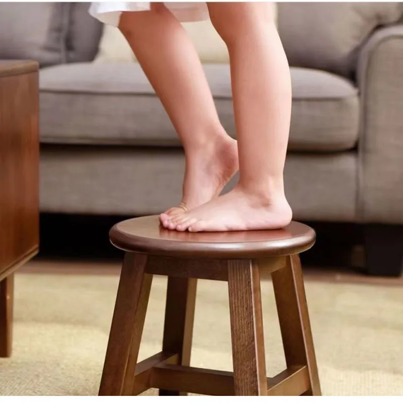 Walnut Colored Solid Wood Small Stool Modern Chinese Living Room Shoe Changing Stools Household Footrest Home Furniture 걸상