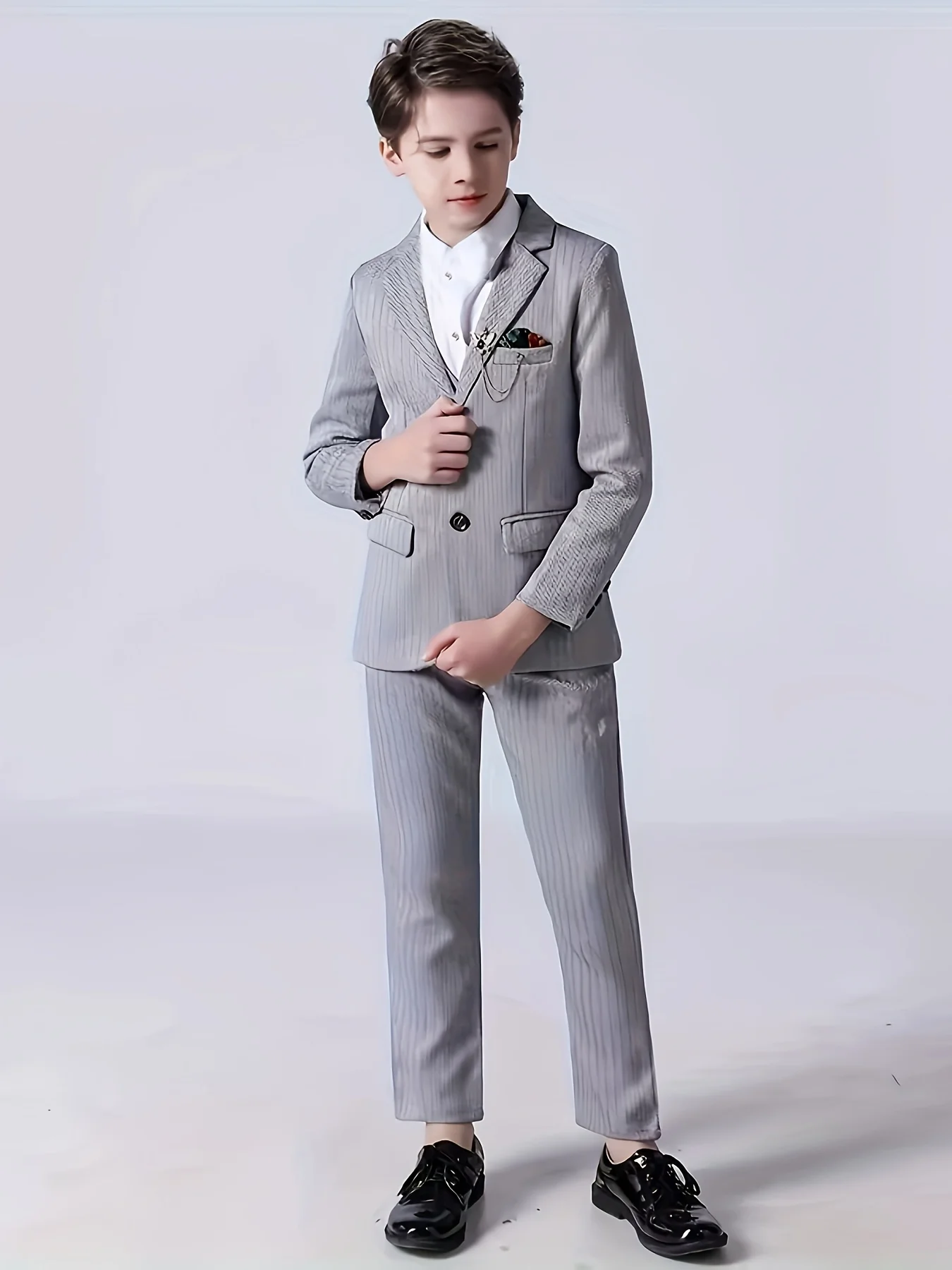 

Принц для мальчиков в полоску, 3 предмета/компл., куртка, жилет, брюки, костюм для фотосессии, джентльмен, детское платье для свадебной вечеринки, детский костюм для выступлений