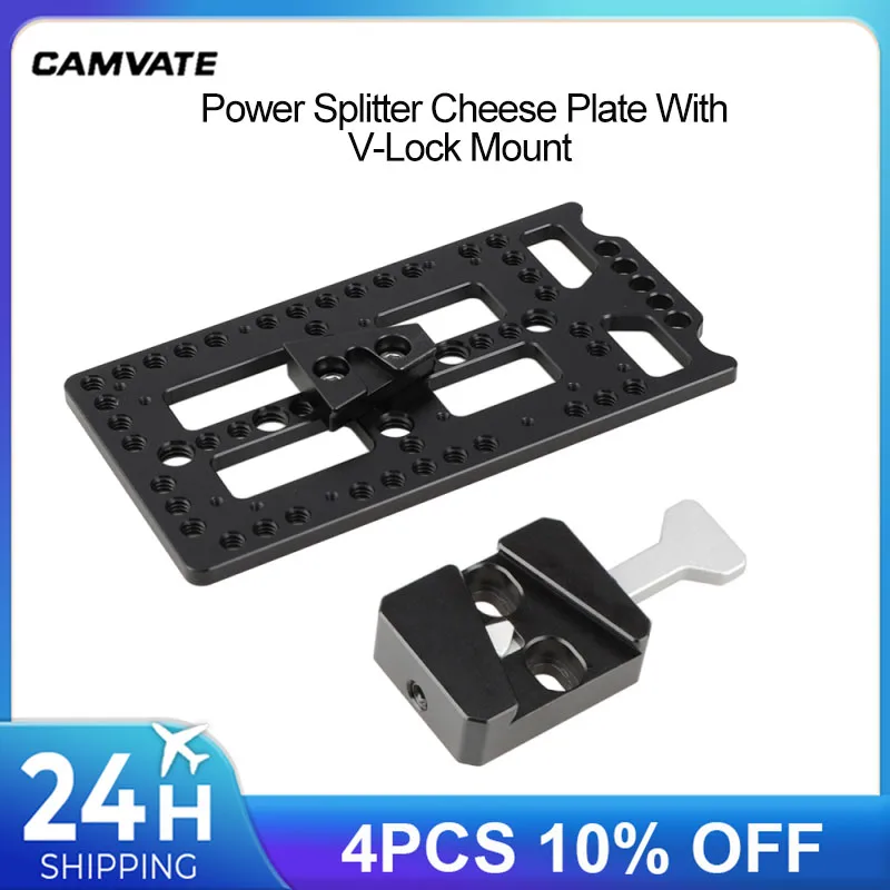 

CAMVATE Power Splitter Cheese Plate With Quick Release Female V-Lock Dock & Male V-Lock Mount For DSLR Camera Battery Mounting