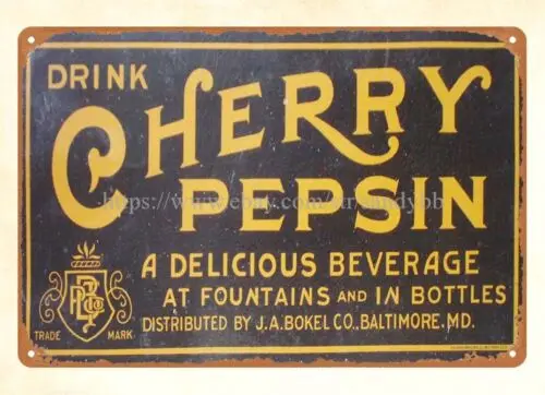 hanging apartment decor stores 1920s CHERRY PEPSIN metal tin sign