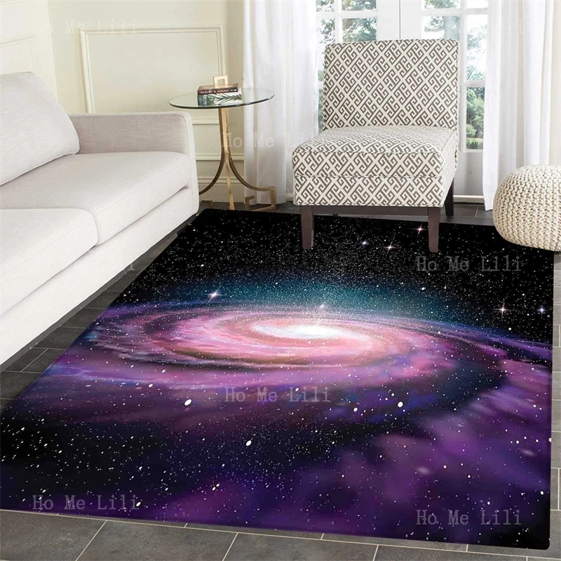 Galaxy Flannel Floor Rugs Pattern Spiral In Outer Space Andromeda Nebula Star Dust Universe Astronomy Print Living Room Bedroom