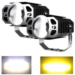 Motorcycle waterproof external white and yellow dual color headlights, locomotive spotlights, LED motor headlights