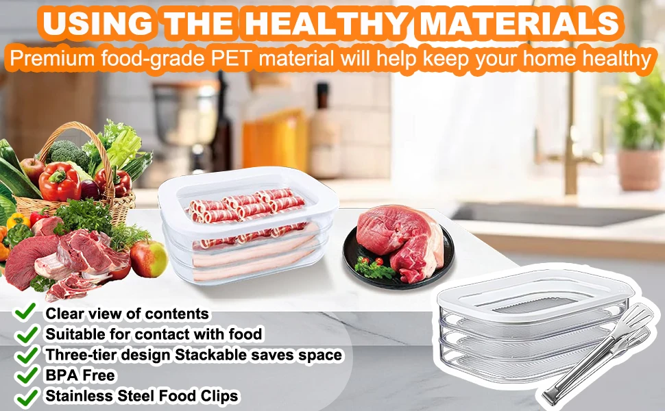 صناديق تخزين الطعام، وصناديق تخزين الثلاجة المختومة متعددة الطبقات، وصناديق تخزين الطعام في الفريزر، وأدوات تخزين المطبخ