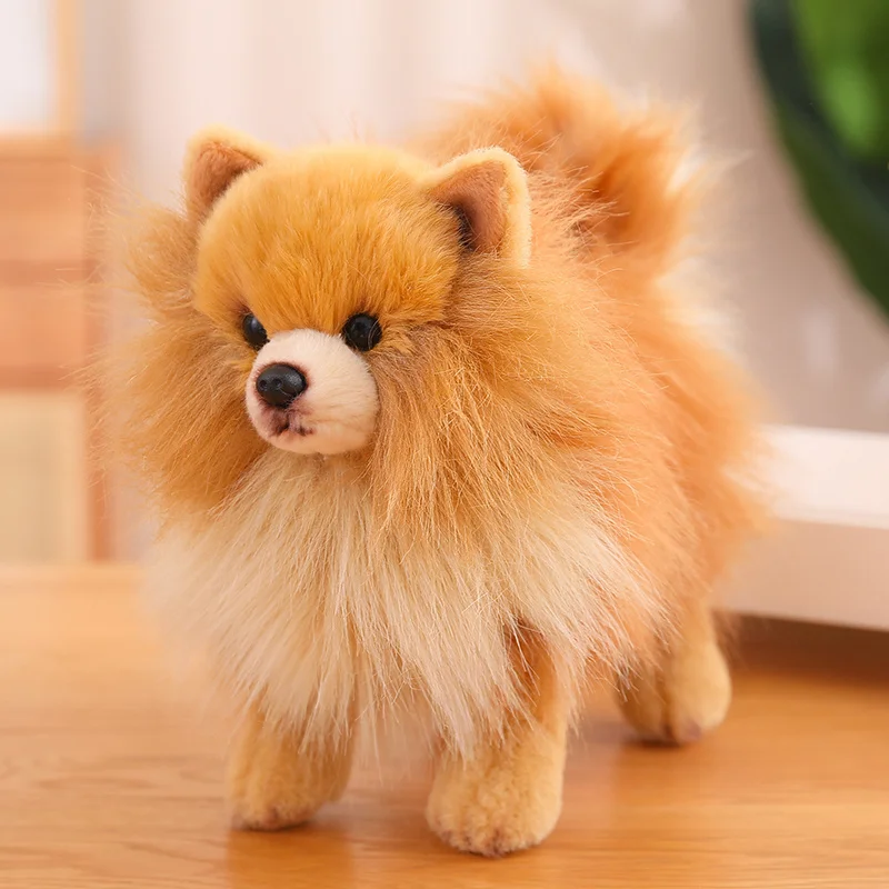 新しいプレミアムかわいいぬいぐるみポメラニアン犬実生活おもちゃ
