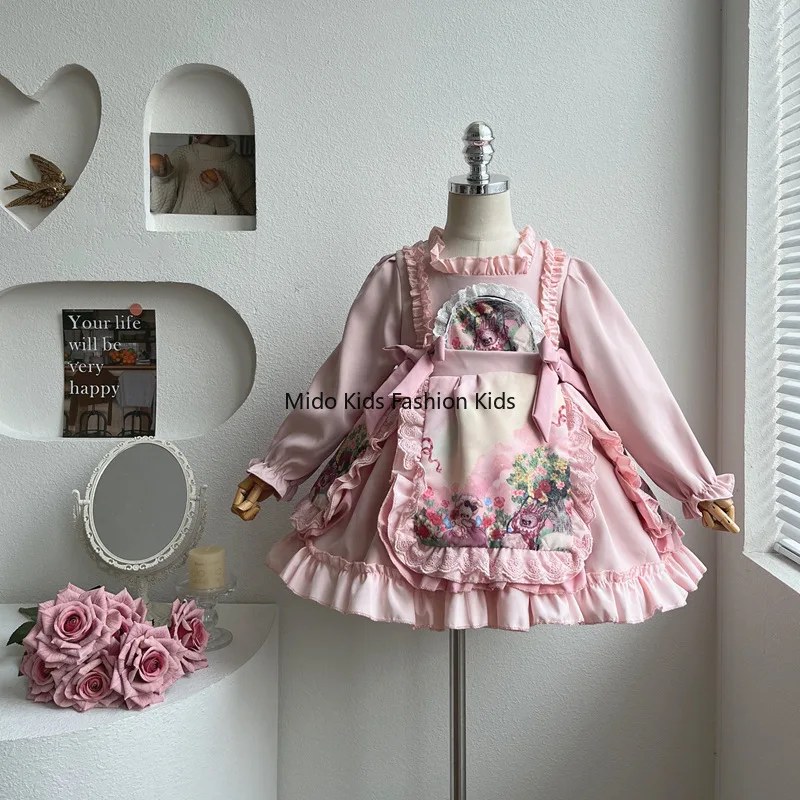 

Элегантное французское пышное платье для маленьких девочек, осеннее модное платье принцессы с длинными рукавами, 90-140 см