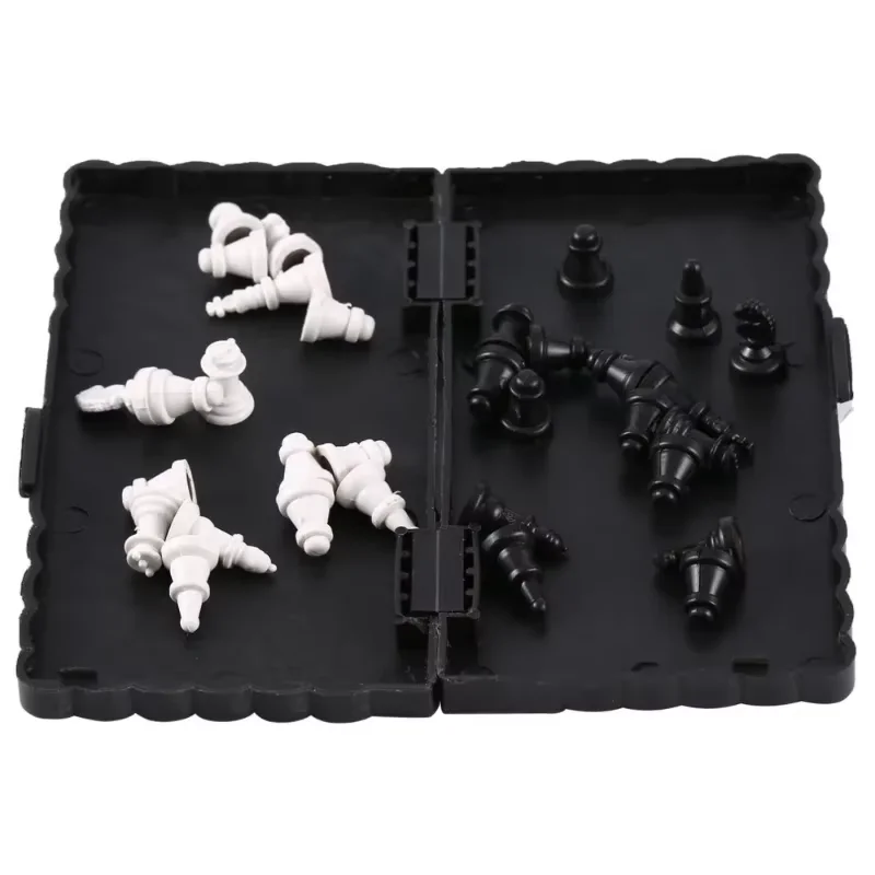 Mini-Magnetschachspiel, zusammenklappbar, magnetisch, Kunststoff, Schachbrett, Brettspiel, tragbar, Kinderspielzeug, tragbar, für Reisen und Spaß