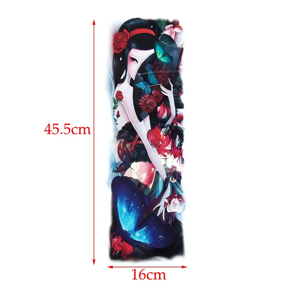 45.5cm x 16cm Fashion Design Longlasting Unisex Body Art Full Flower Arm Temporary  Stickers Body Leg Decal