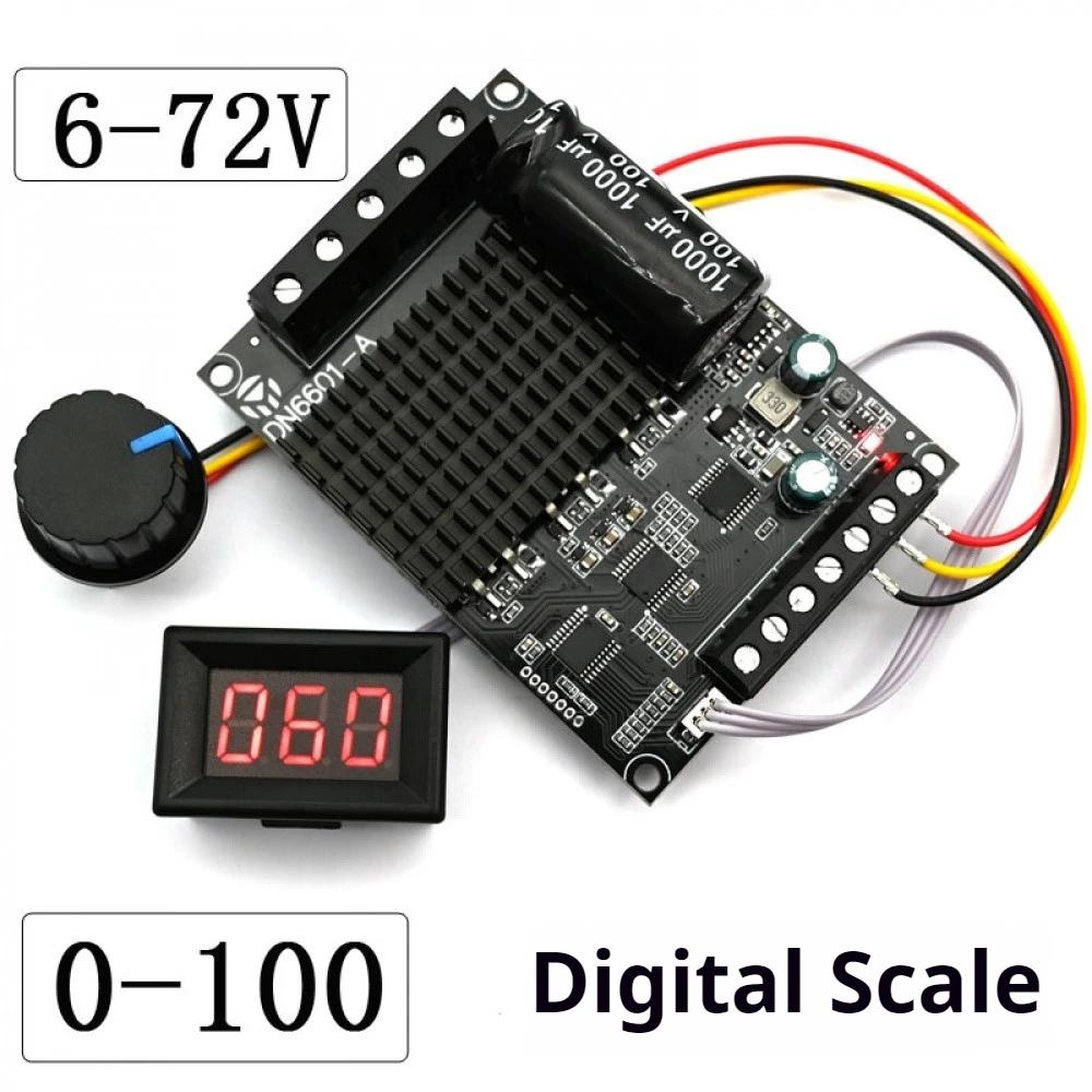 DC6-72V 3 Phase Brushless Motor 0-100% Digital Scale Display Brushless Motor Speed Governor Forward and Reverse Controller
