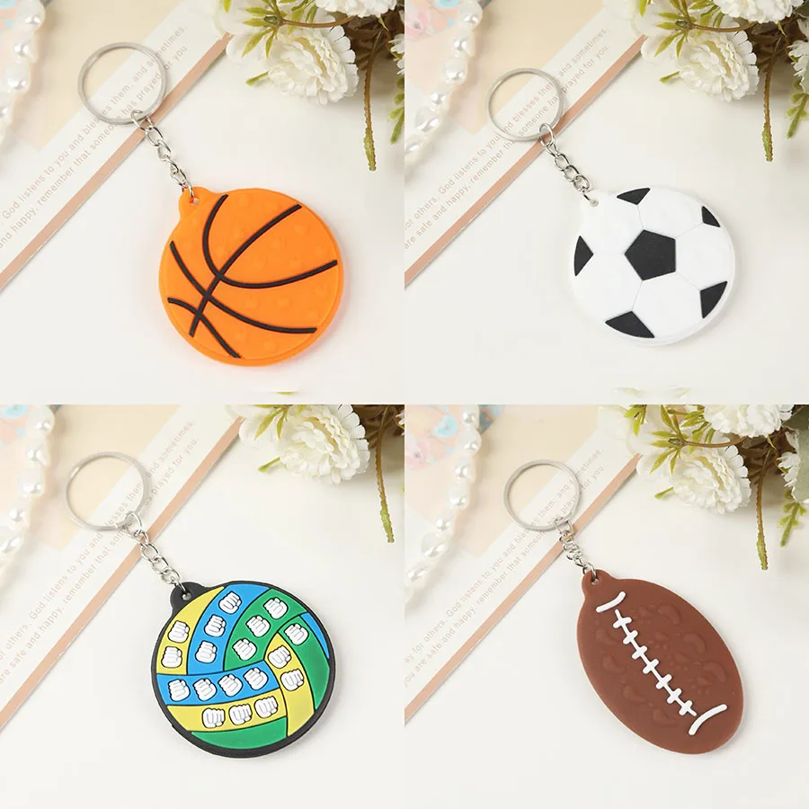 Noter Neuer Fußball-Schlüsselanhänger für Trendsetter, Unisex, Basketball, Fußball, Volleyball, Rugby, Auto, Rucksack, Charm-Anhänger, Metall-Schlüsselanhänger