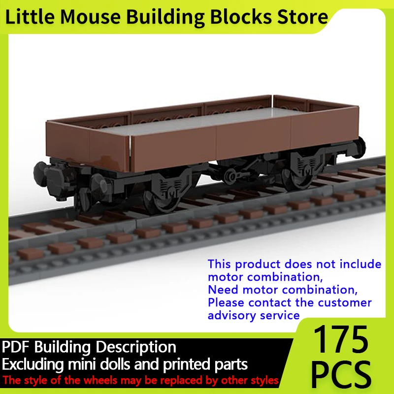 

City Car Model MOC Building Bricks Railway Low Side Car 2 Axles Modular Technology Gifts Holiday Assemble Children Toys Suit
