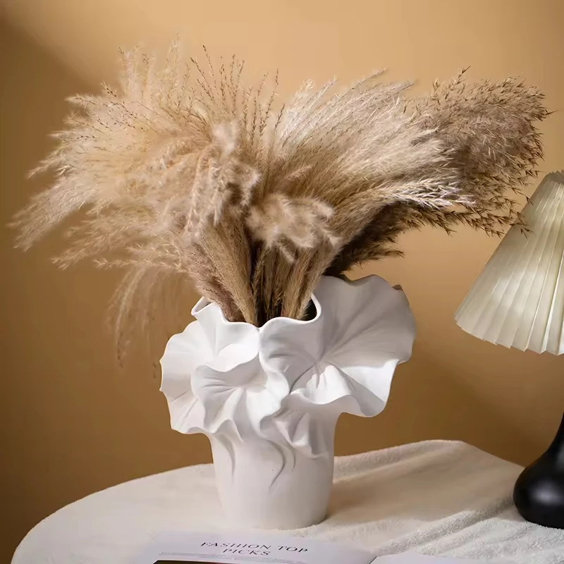 CAPIRON-jarrón elegante mate para hierba de Pampas seca, flor fresca, Beige nórdico, arte moderno, decoración para sala de estar, regalo de oficina
