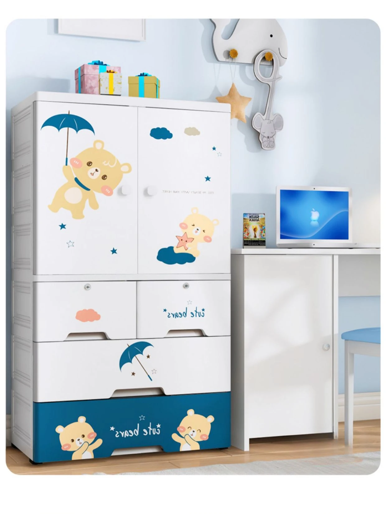 Drawer style baby storage cabinet, plastic baby wardrobe, children\'s clothing storage box, household snack storage cabinet