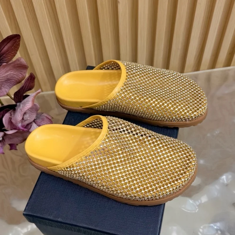 

Women Slippers Flats Round Toe High Quality Genuine Leather Neutral Style Leisure Fashion Concise Design Casual Slides