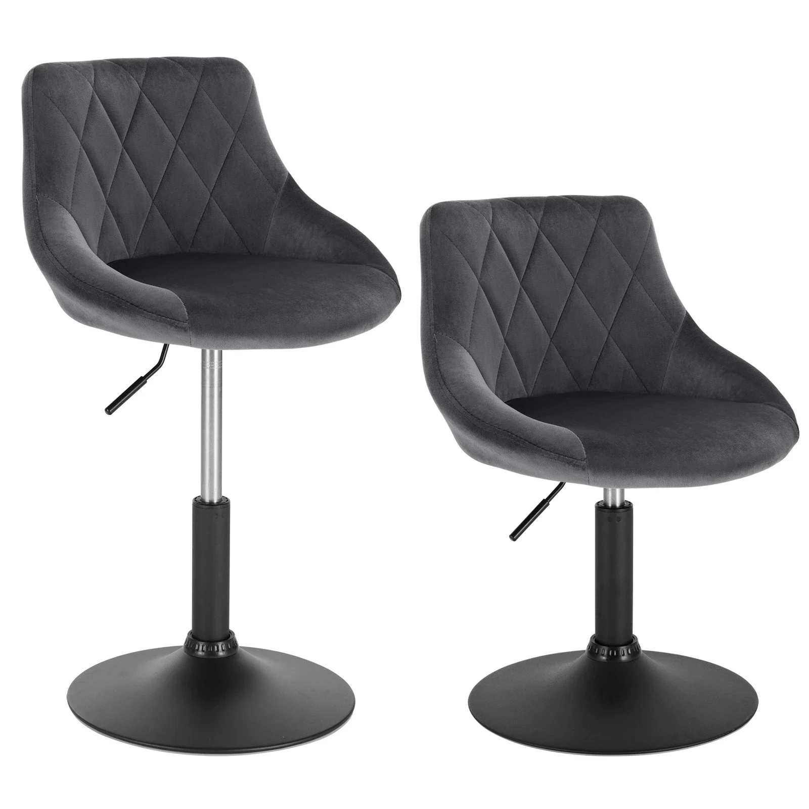 WOLTU 2 Stück/Set Barhocker aus Samt, Barstühle, gepolsterter Stuhl mit Rückenlehne, höhenverstellbar, drehbar, Lounge-Stuhl für Zuhause