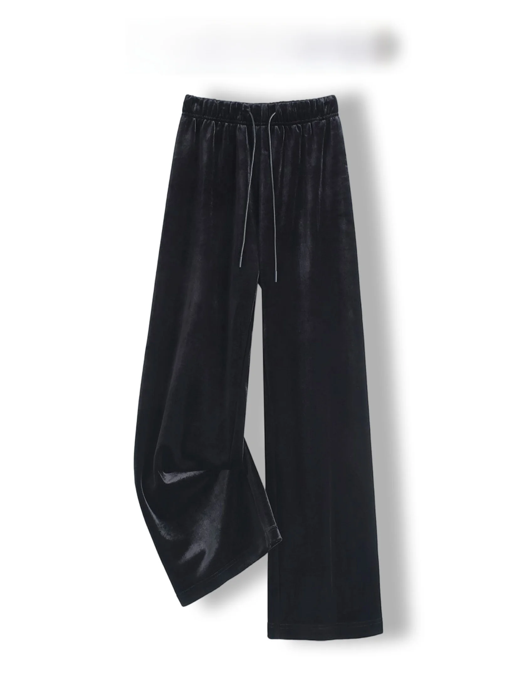 

High Waist Velvet Wide Leg Pants Women's Slim Fit Drapey Black plus Size Straight Cut Trousers Comfortable Casual Trousers