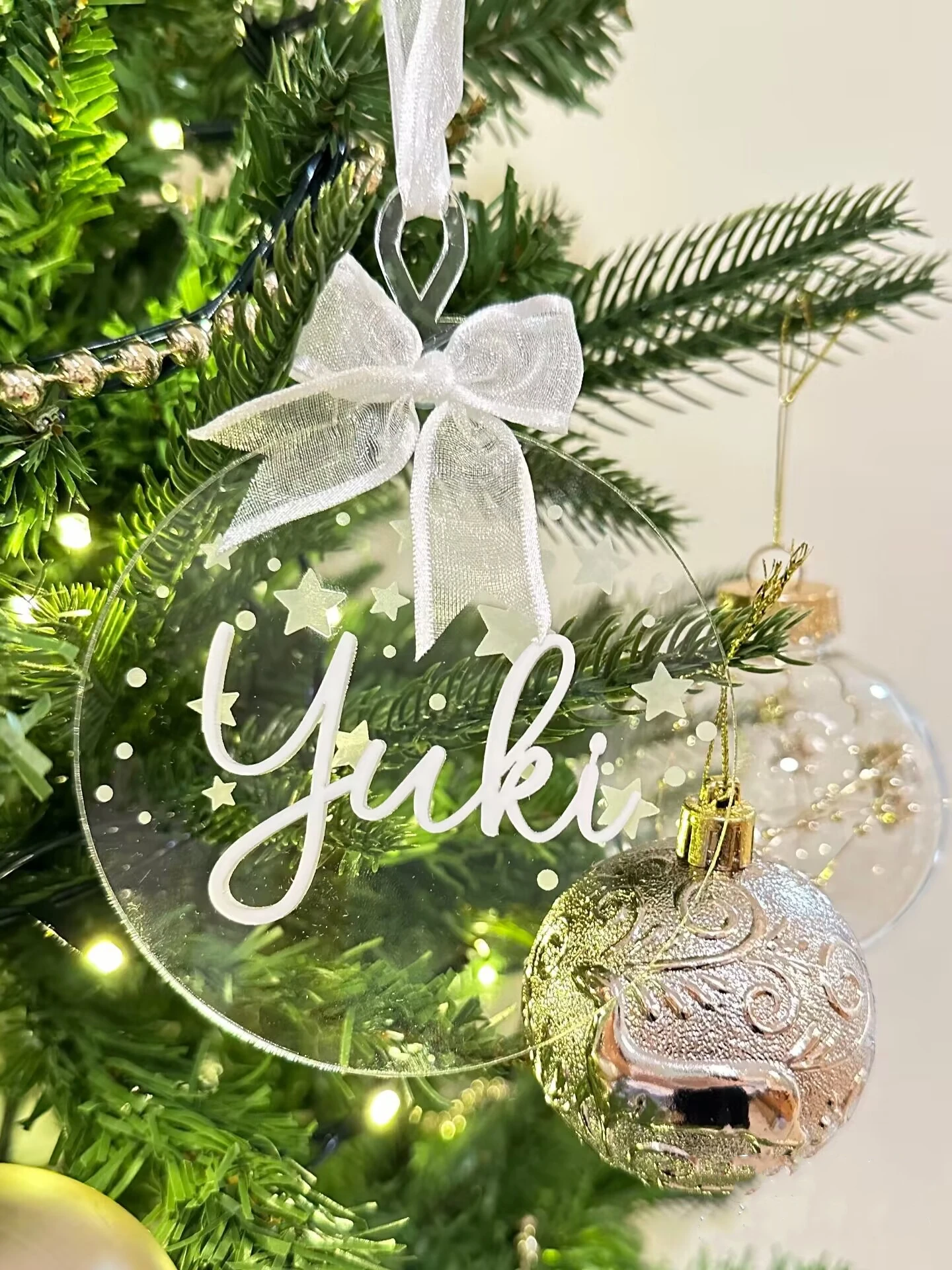 Custom Christmas Tree Baubles Christmas Tree Decor Personalized Christmas Ornament Ball Acrylic Ornament Ball with name