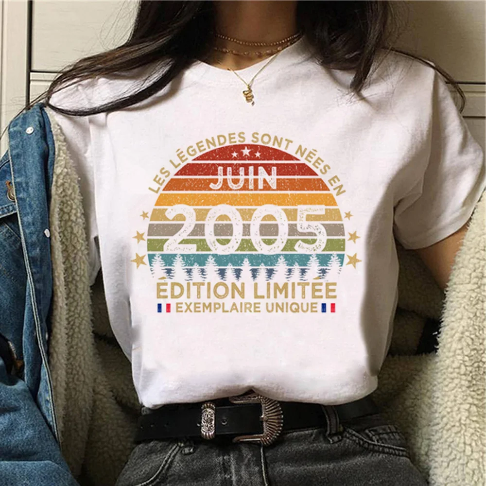 Haut d'anniversaire graphique pour femme, tee-shirt comique drôle, vêtements streetwear graphiques pour fille, années 18 ans