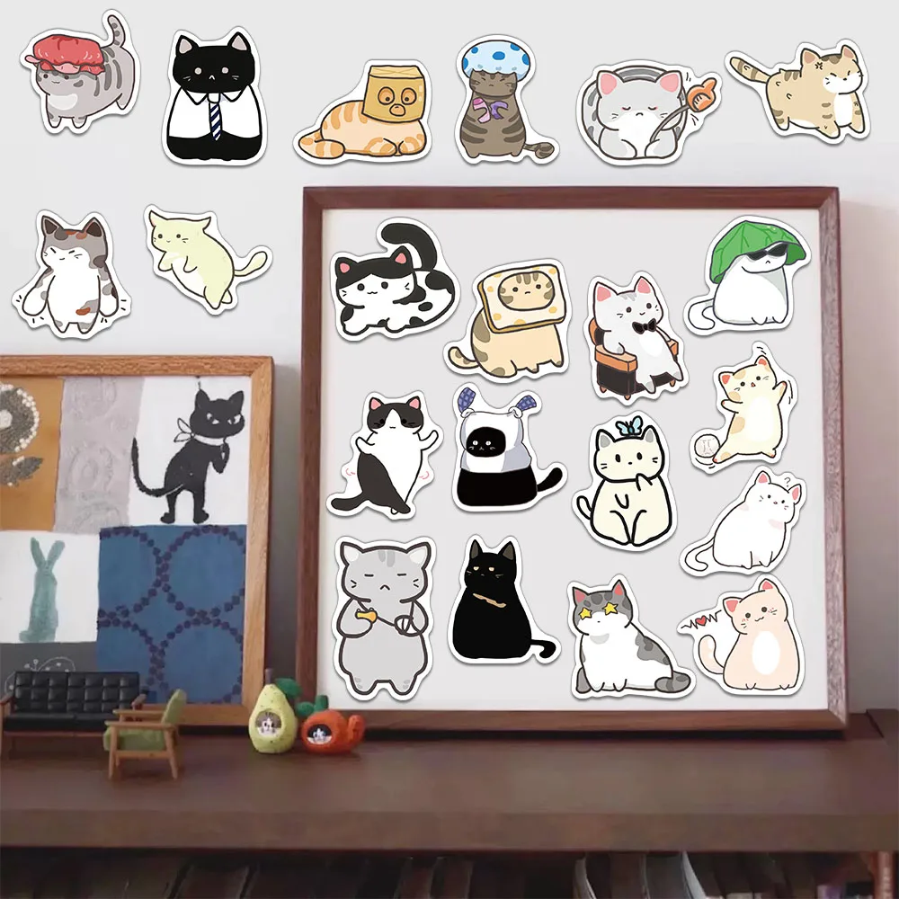 55PCS Creative Q-Version Cat Meme Sketching Stickers, Phone Case Decoration, DIY Phone Case, Notebook Stickers