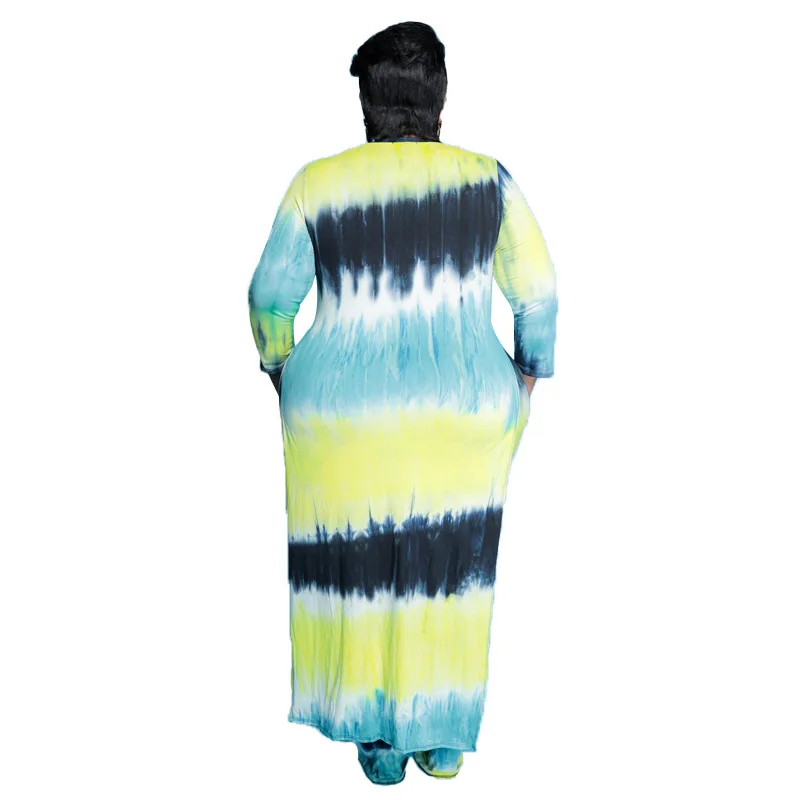 XL-5XL Plus Größe Zwei Stück Sets Herbst Outfits Frauen Kleidung 2022 Casual Tie Dye Split Langarm Weibliche Hose Anzüge dropshipping