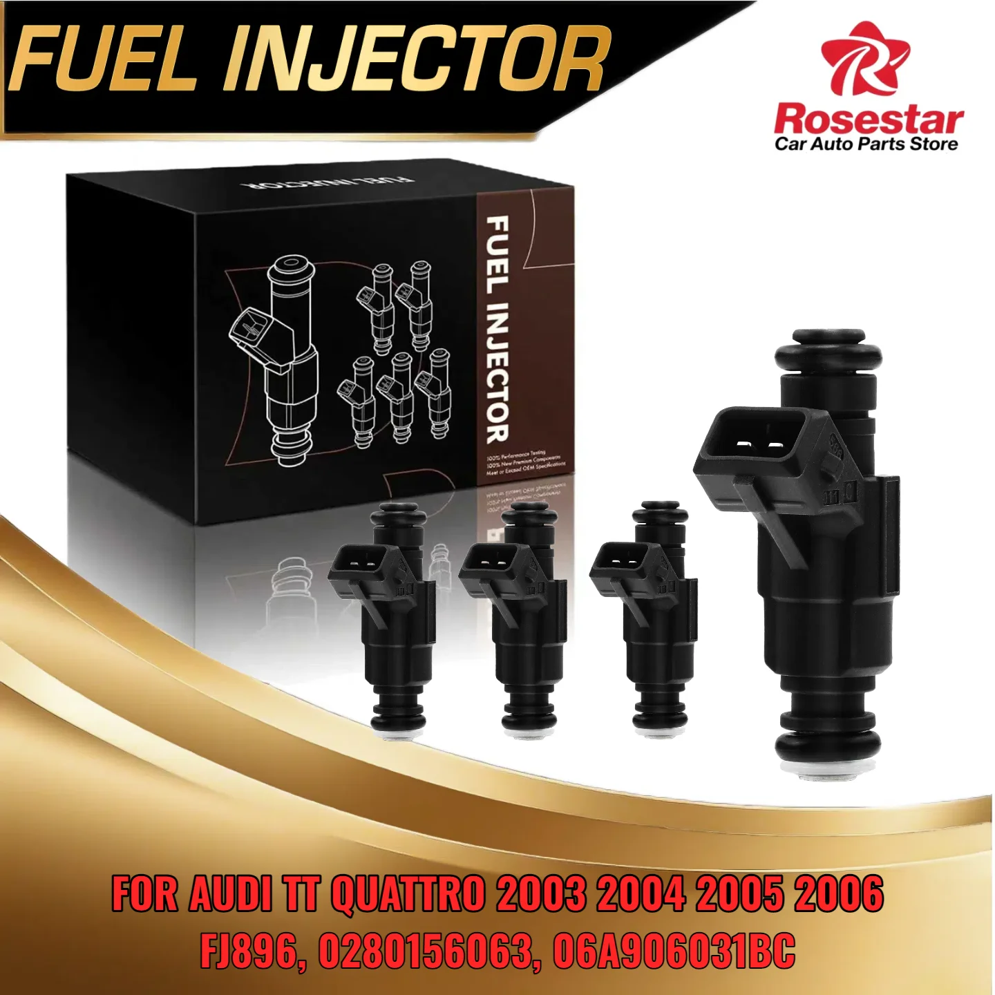 

4pcs Fuel Injector for Audi TT Quattro 2003 2004 2005 2006 18L FJ896 0280156063