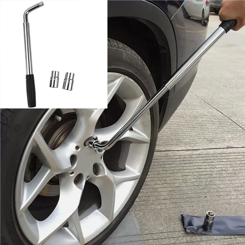 

Universal Extendable Car Wheel Brace Wrench Tyre Spanner Double Ended Sockets Nut 17/19 21/23mm Set Chrome For Car Truck Repair