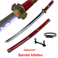 Roronoa Zoro Katana Anime Toy Cosplay Weapons Props 104cm/41in Sandai kitetsu Charater Sword Gifts with Belt and Sword Holder