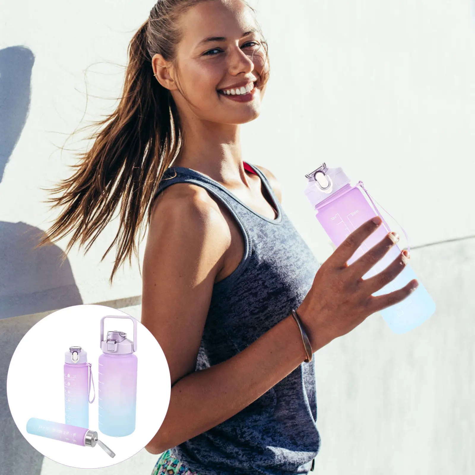 

Набор из 3 мотивирующих спортивных бутылок для воды: для спортзала, йоги, походов, активного отдыха и фитнеса