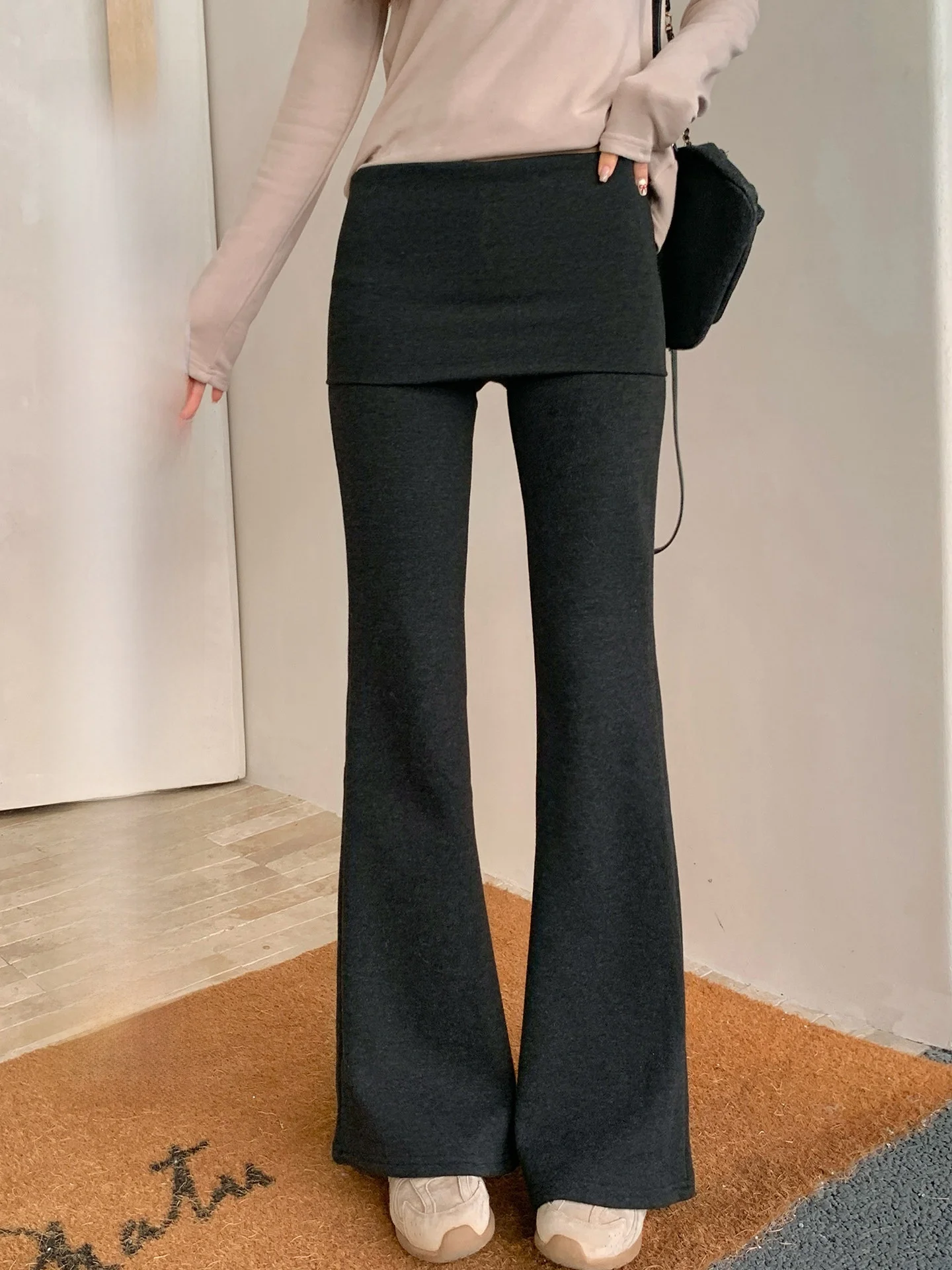 

Женские брюки-клеш с высокой талией и флисовой подкладкой, повседневные, с эффектом похудения, от Cheeset Bunny