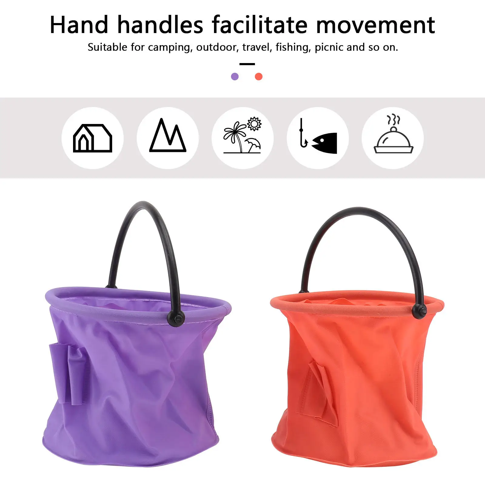 2Pcs Foldable Painting Brush Bucket Plastic Wash Pen Tub Large Capacity Portable Handle for Artists Camping Travel