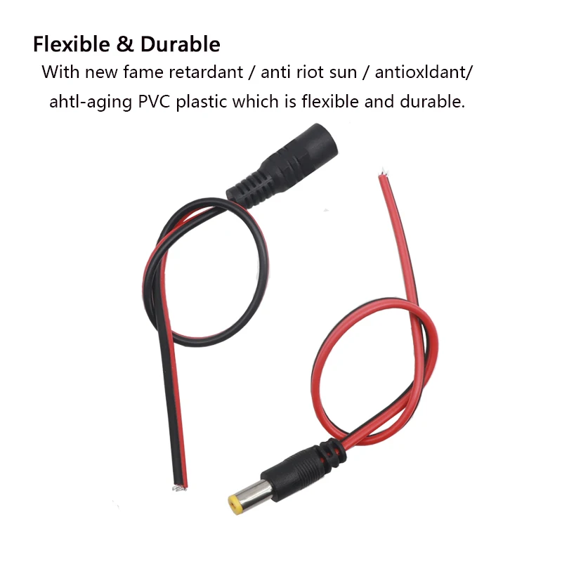 【20-2PCS】12V Dc Connectors Male Female Jack Cable Wire Line Adapter Plug Power Supply 5.5 x 2.1mm
