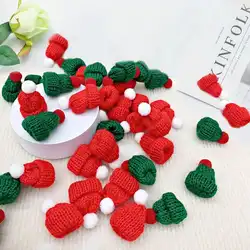 5pcs Mini Knitted Christmas Hat  Cake Toppers Christmas DIY Finger Hat for Christmas New Year Party Cake Decoration Supply