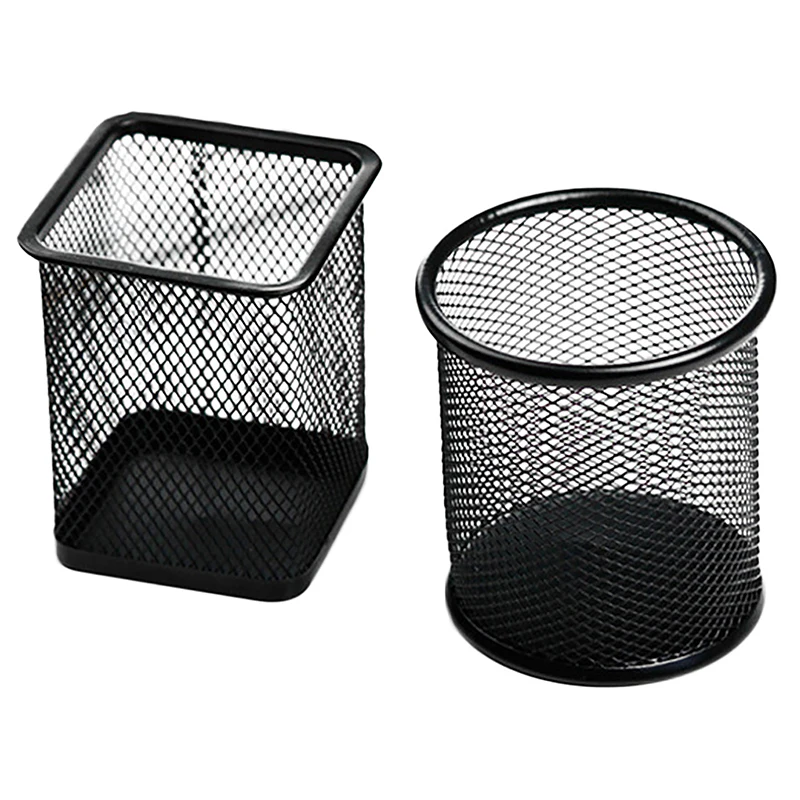 1pc Pencil Holder Office Desk Metal Mesh Square Pen Pot Case Stationery Container Organiser Durable Pencil Case