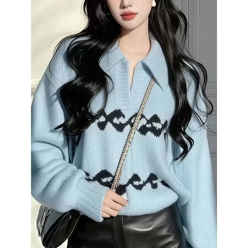 Stricken frauen Pullover Koreanische Winter Kleidung Mode Lose Herbst Freizeit Jumper Jacquard Lange Ärmel Frauen Pullover