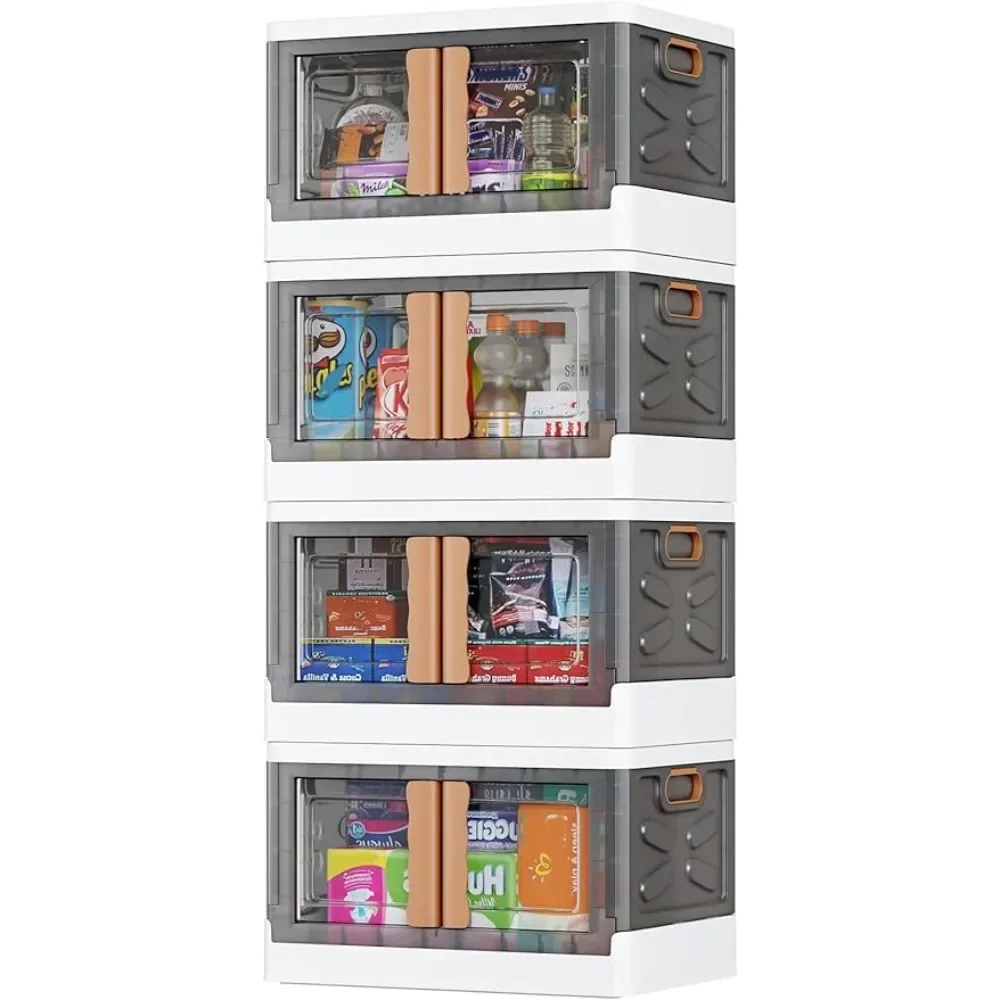 

Stackable Storage Bins With Wheels & Folding Plastic Storage Boxes 4 Set Organizer Freight free