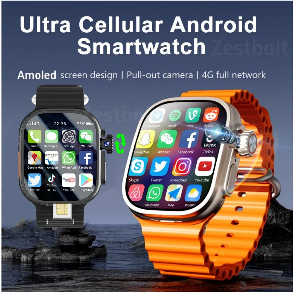 

GOLDENSPIKE S10 Ultra MAX 4G Smartwatch Android Smart Watch With 448*528 180° Rotary Camera GPS WIFI Video Call NFC App Download