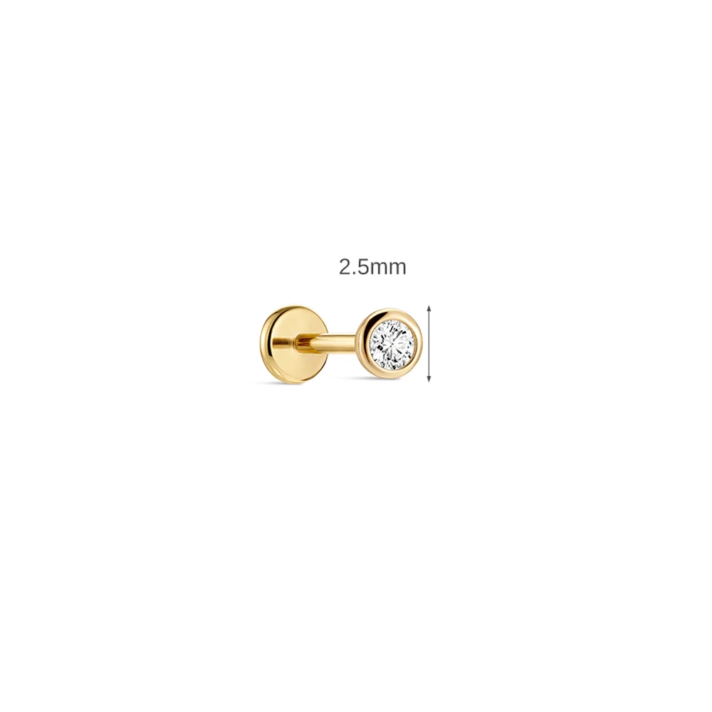 Women's 14K Solid Gold Flat Back Earrings, Hypoallergenic Gift