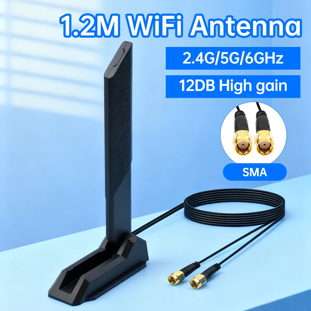 WiFi 6E WiFi Antenna Magnetic Foldable 2.4G/5G/6G 12DBi High gain External Signal Receiver For PCIE Adapter Wireless Router
