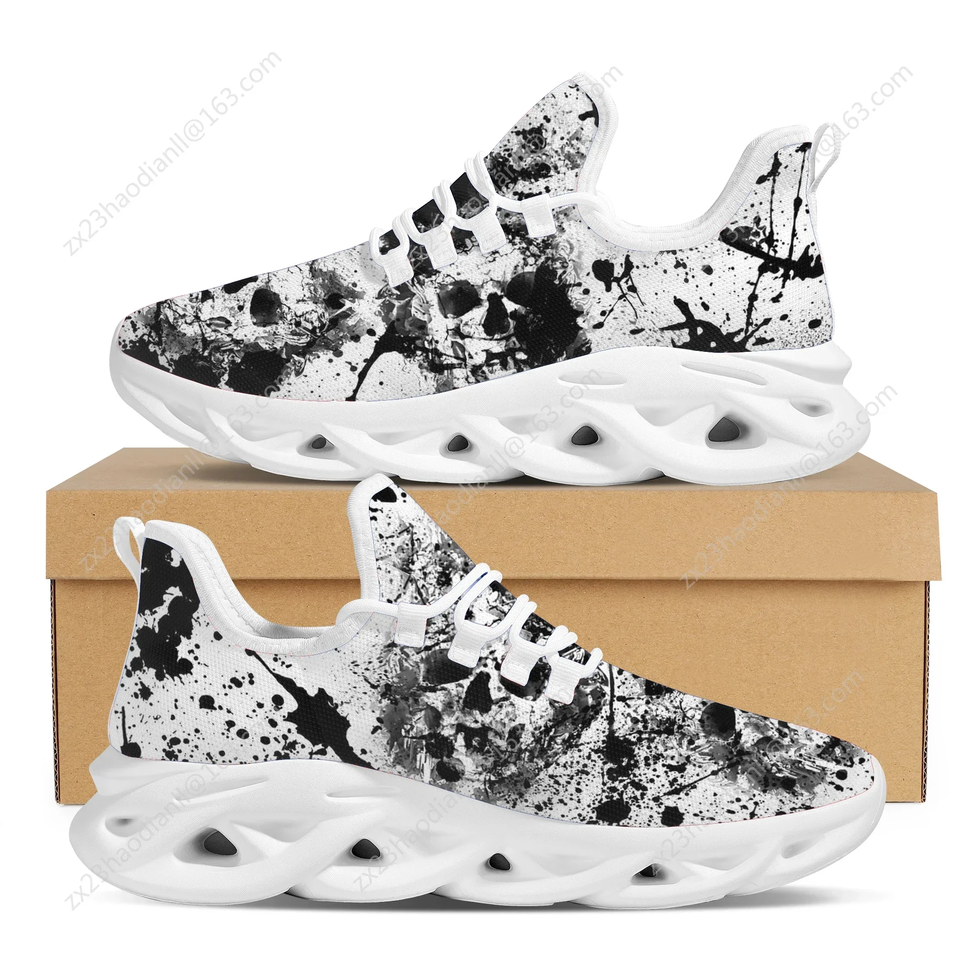 Comfortable Casual Women Walking Shoes Skull Design Lace-Up Sneakers Elegant Breathable Soft Sole Vulcanized Shoes Female