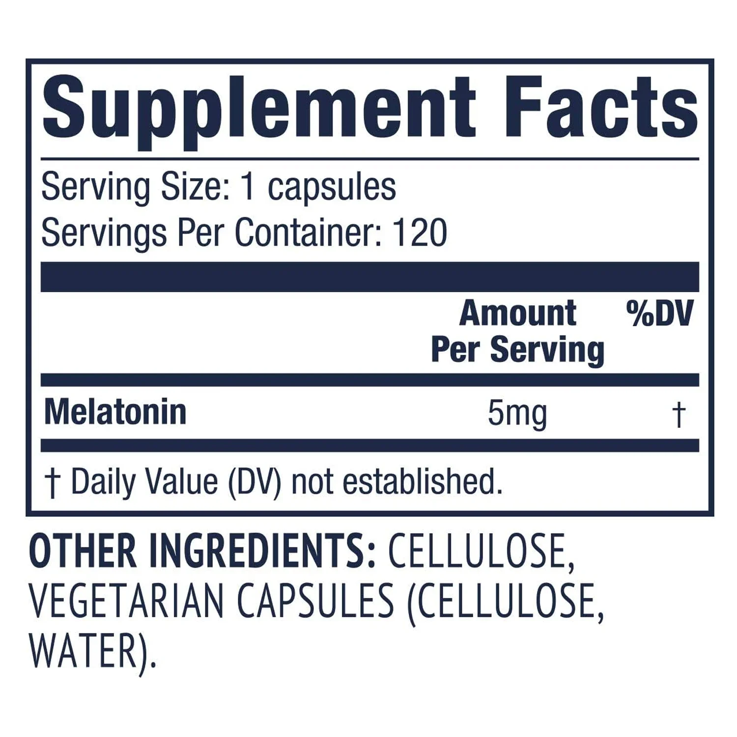 Melatonin Supplement Capsules 5mg - Natural Sleep Support, Relaxation and Calmness, Promotes Sleep Quality - 120 Capsules