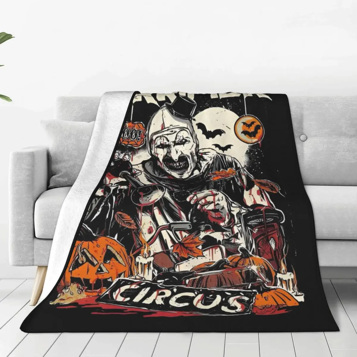 Custom Sofa Fleece Halloween Horror T-Terrifiers Film Throw Blanket Warm Flannel Blankets for Bedding Travel Couch Quilt